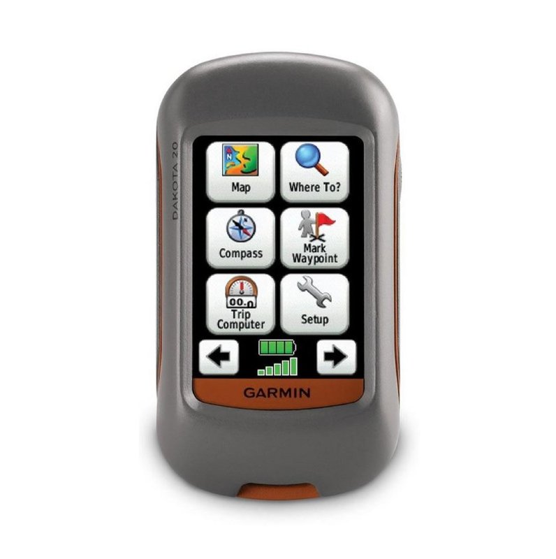 Туристический навигатор Garmin Dakota 20 В модели Dakota 20 сочетается удобство сенсорного экрана и навигация. Этот прочный, доступный и компактный прибор включает в себя сенсорный экран, высокочувствительный GPS-приемник, барометрический альтиметр, 3-осевой электронный компас и слот для карт памяти microSD.