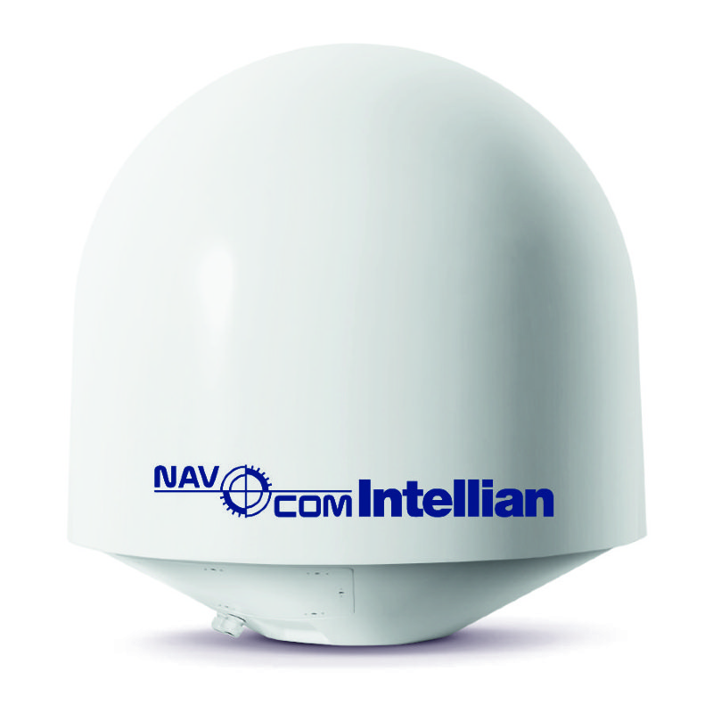 NavCom Intellian v130 Представляет собой стабилизированную по трём осям морскую станцию спутниковой связи диаметром 1,25м, Ku-диапазона. Антенна работает с SCPC, TDMA, Spread Spectrum, Carrier in Carrier стандартами передачи данных.