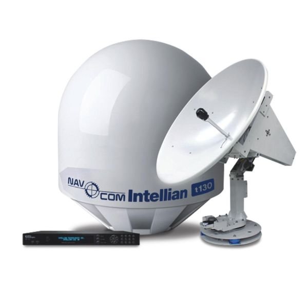 Navcom Intellian t130 Intellian t130 является стабилизированной по трём осям антенной системой спутникового телевидения, которая гарантирует самую высокую точность наведения на спутник даже в экстремальных условиях морской среды. С диаметром антенны 1.25 м. 